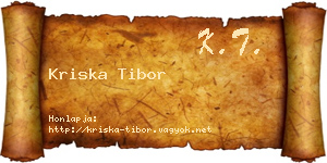 Kriska Tibor névjegykártya